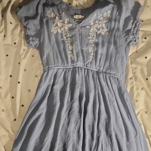 J.O.A. Light Blue Dress with White Embroidery Western Cowgirl